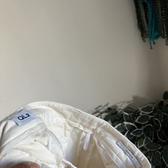 QL2 Quelledue Italian Maura Crop Trouser Pants Cuffed Hem Corduroy Ivory 38 US 2 - Picture 3 of 5